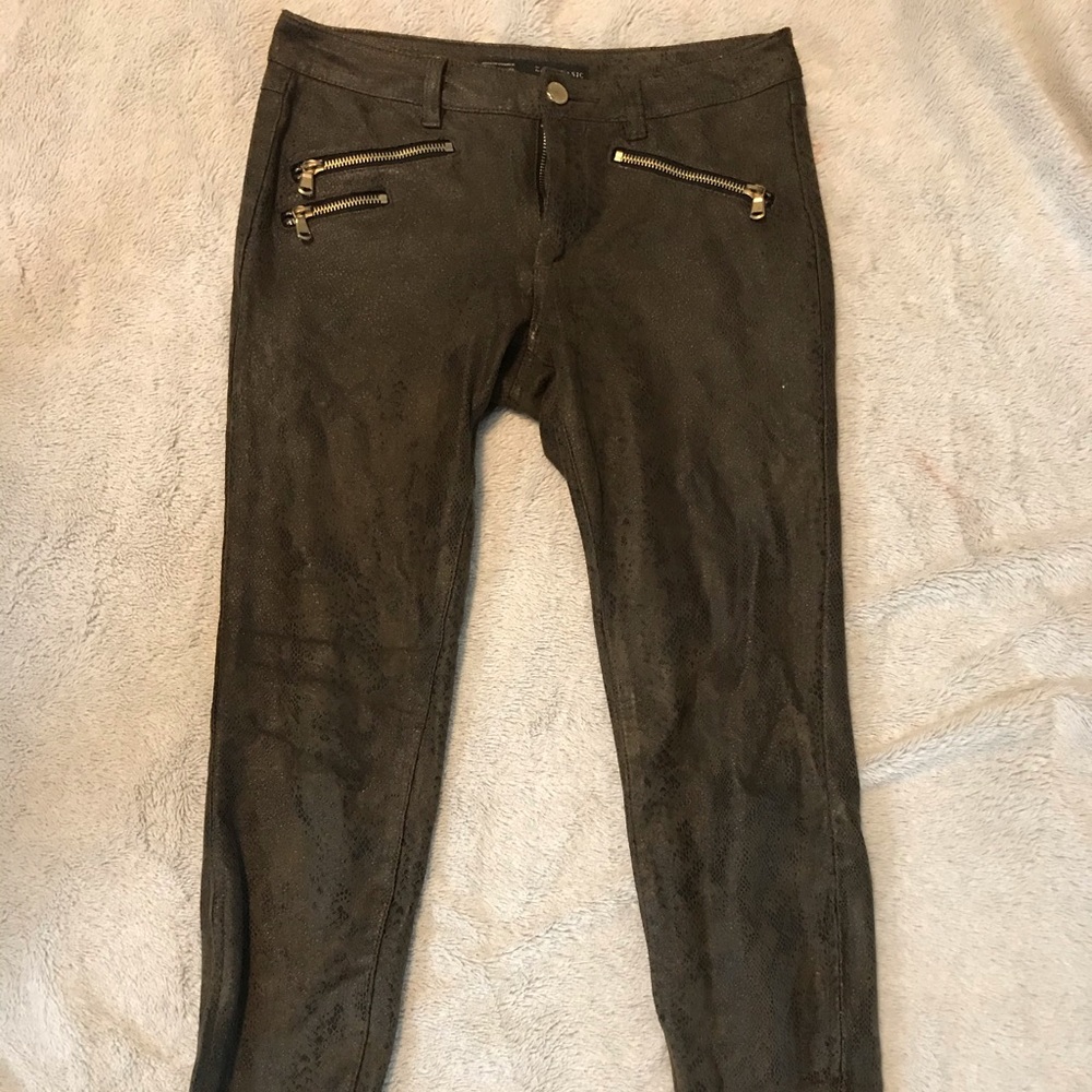 Snake skin green skinny jeans